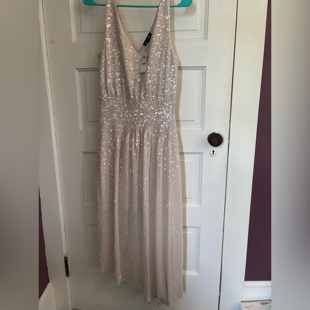 Express sequin dress. Cream champagne color. Size small. NWT.